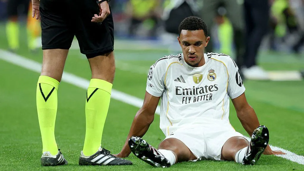 The English defender endures early blow in Los Blancos Champions League match